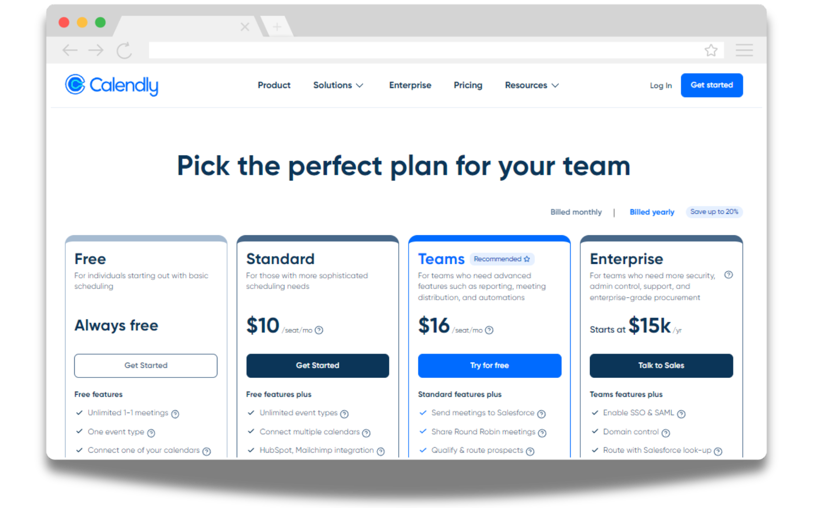 calendly-SaaS Pricing Page-example