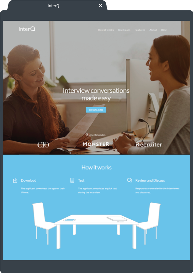Homepage of Mindmap of MVP mobile app for recruitment and interview