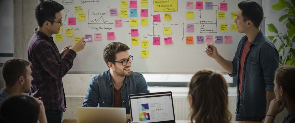 startup-content-marketing-team-reviewing-work-flow
