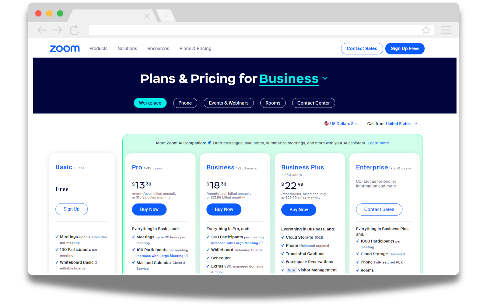 zoom-SaaS Pricing Page-example