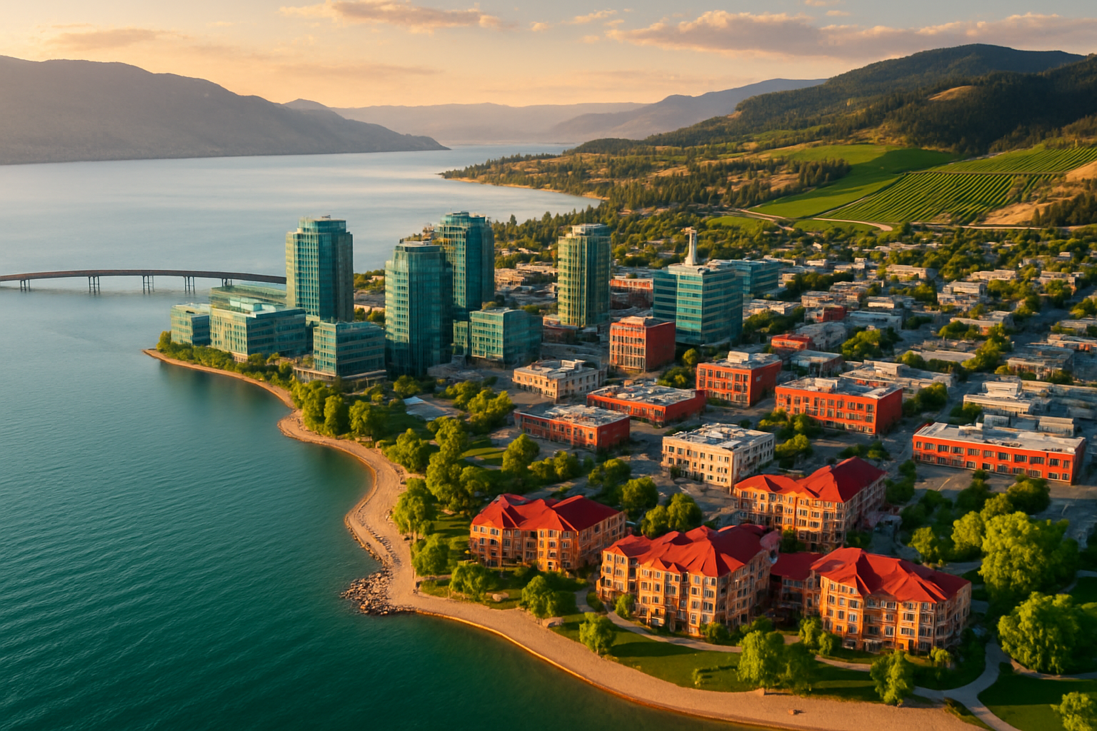 Kelowna British Columbia startup ecosystem aerial Okanagan Lake wine country remote work lifestyle technology affordable BC interior