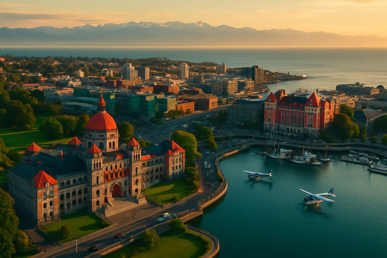 Victoria British Columbia startup ecosystem aerial government technology ocean innovation Parliament Buildings cleantech Vancouver Island