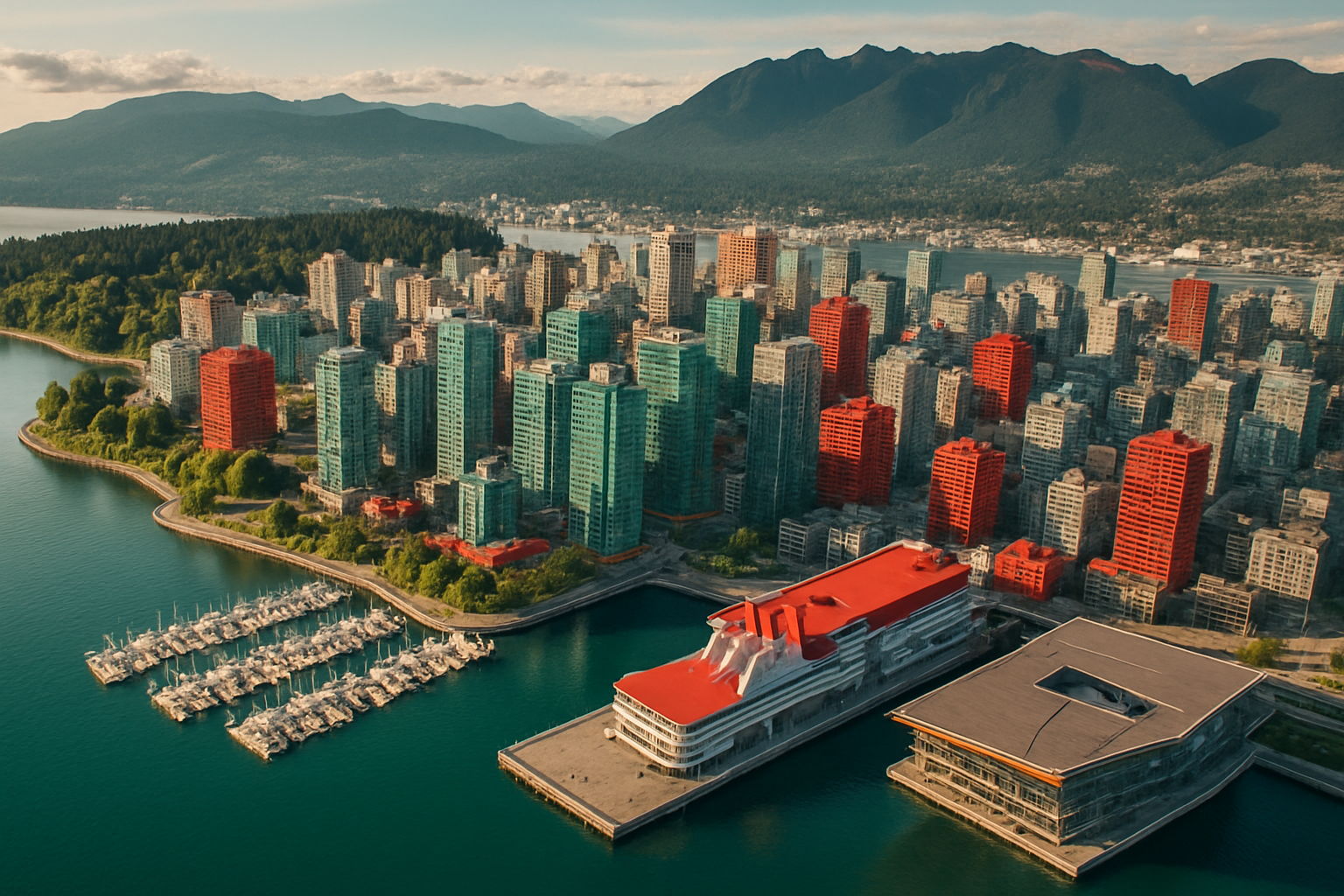 Vancouver British Columbia startup ecosystem aerial cleantech gaming Asia-Pacific gateway Stanley Park harbor mountains