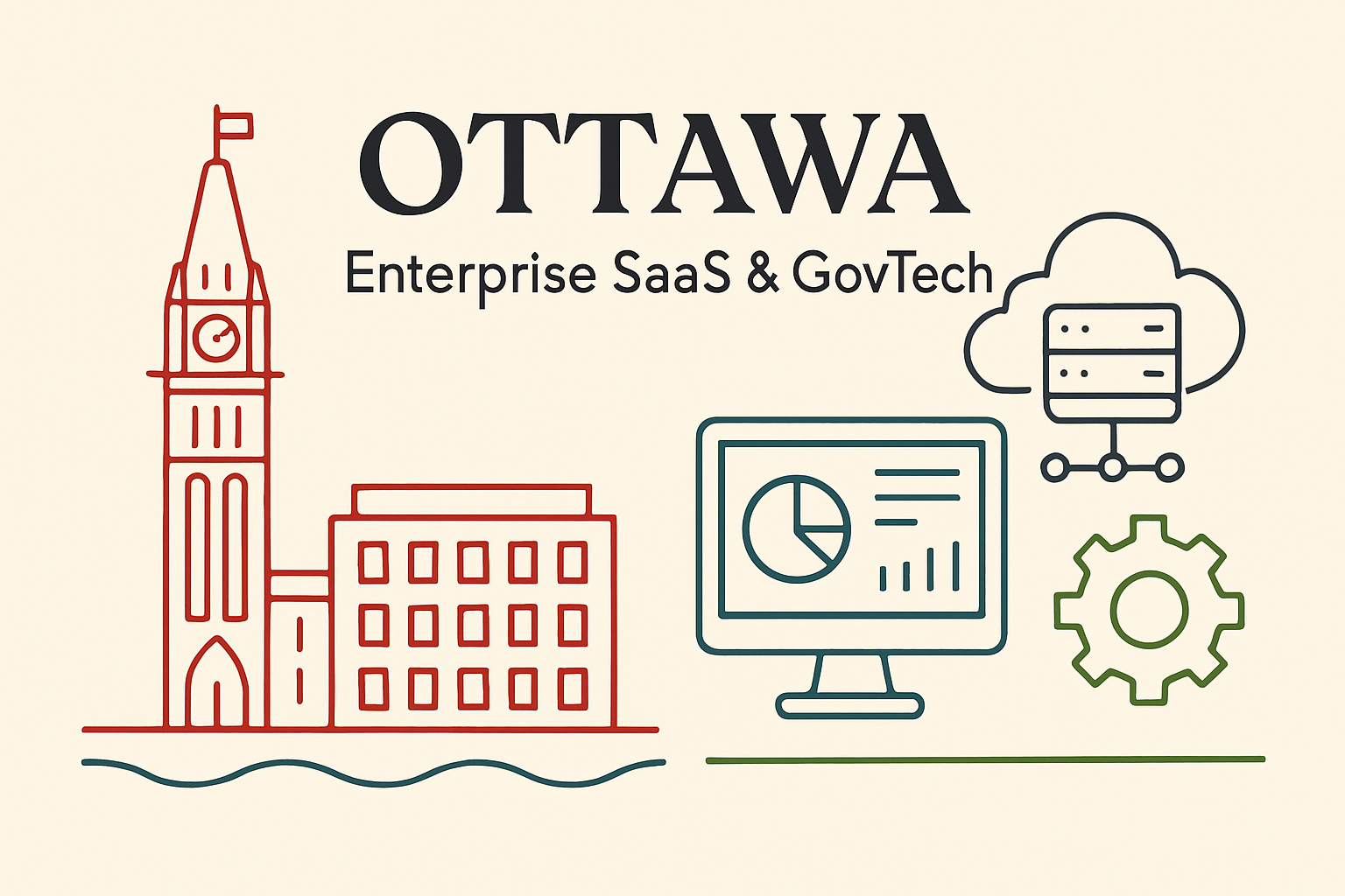 Canada enterprise SaaS Ottawa government technology federal procurement minimalist illustration
