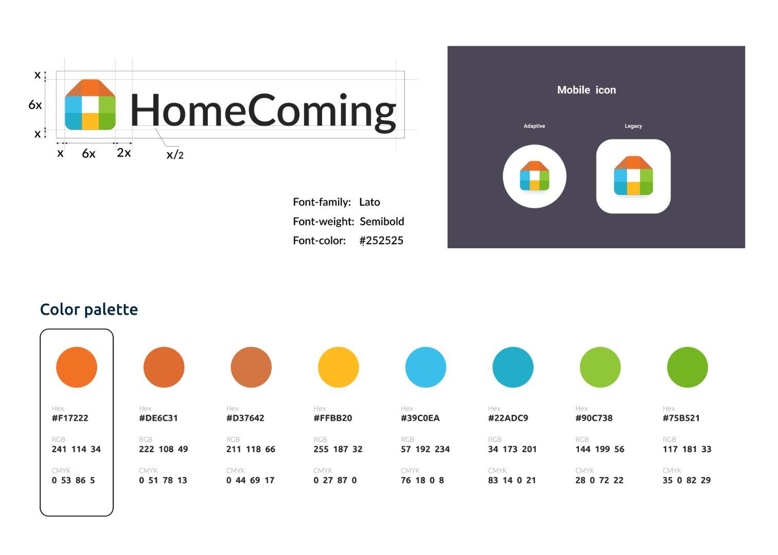 Brand colour guide for MVP mobile iOS app for home construction industry